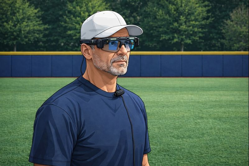Coach in an indoor training facility holding a baseball